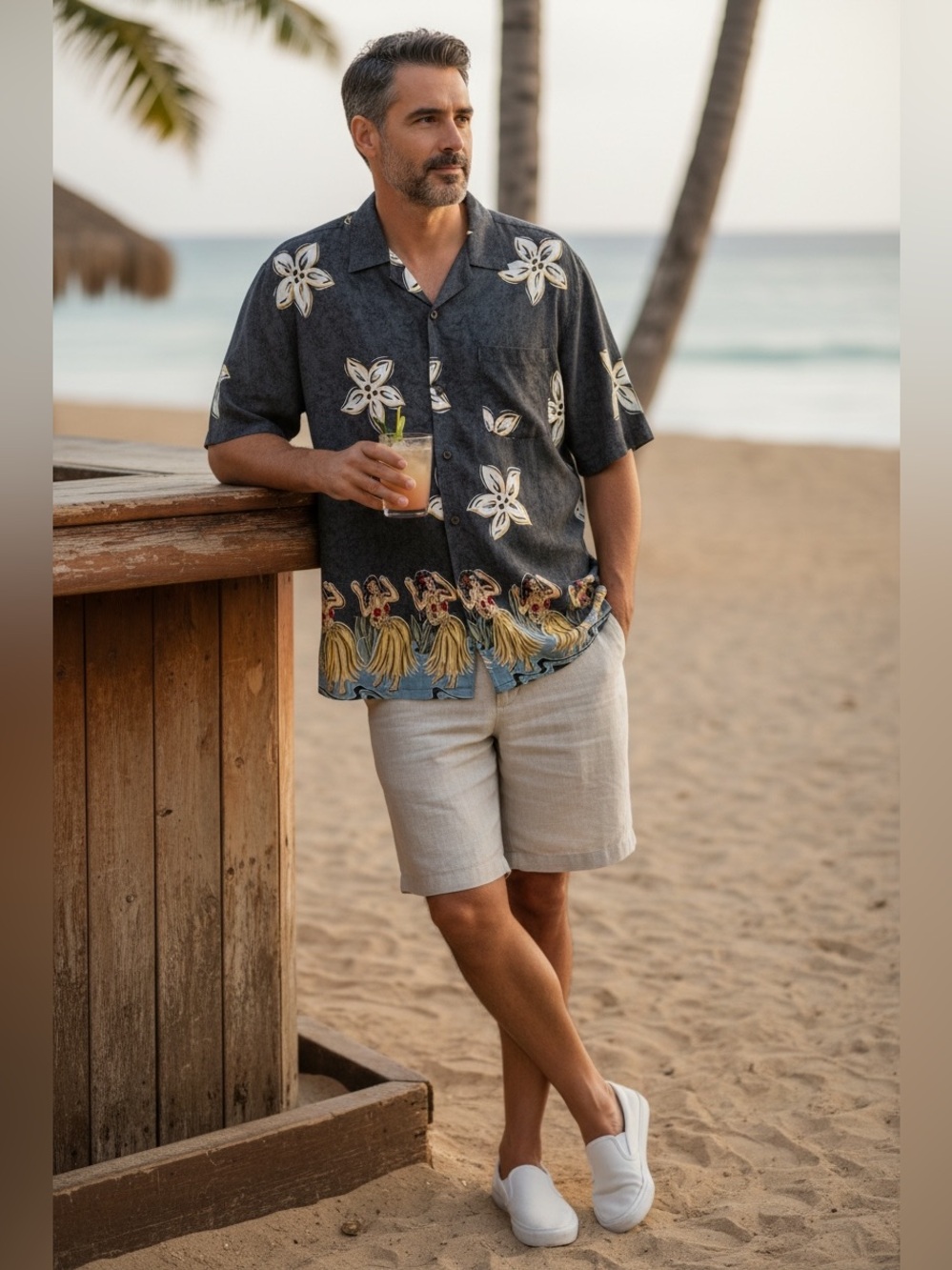 Vintage Pineapple Connection- Hawaiian Shirt with Hula Girls